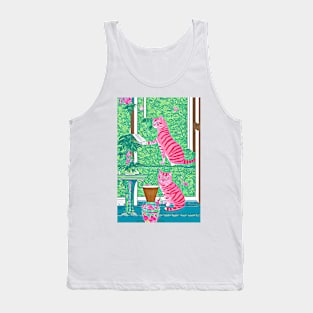 The adventures of pink, stripy cat Tank Top